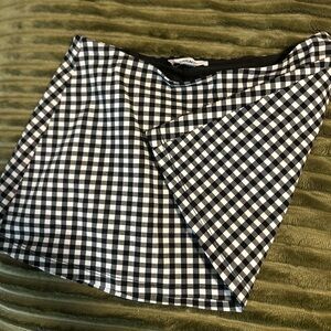Garage black and white plaid mini skirt